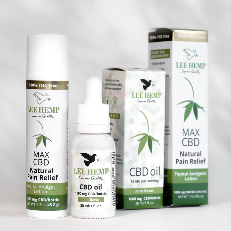 100% THC Free! Bundle & SAVE - 1000mg CBD Tincture & Max CBD Pain Relief Lotion